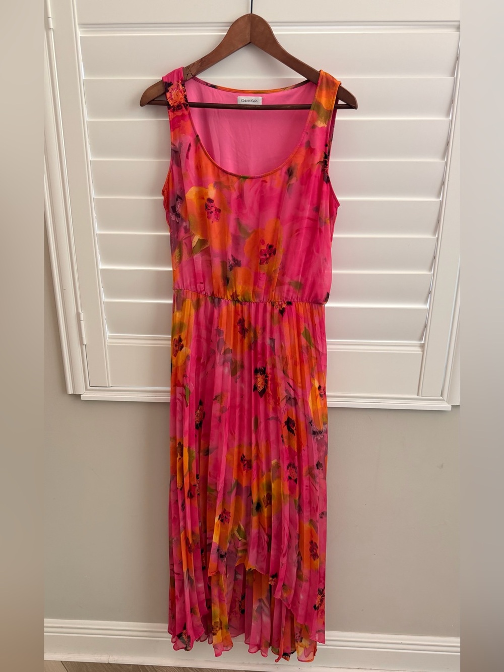 Calvin Klein ' Bright Pink & Orange Floral Maxi Dress